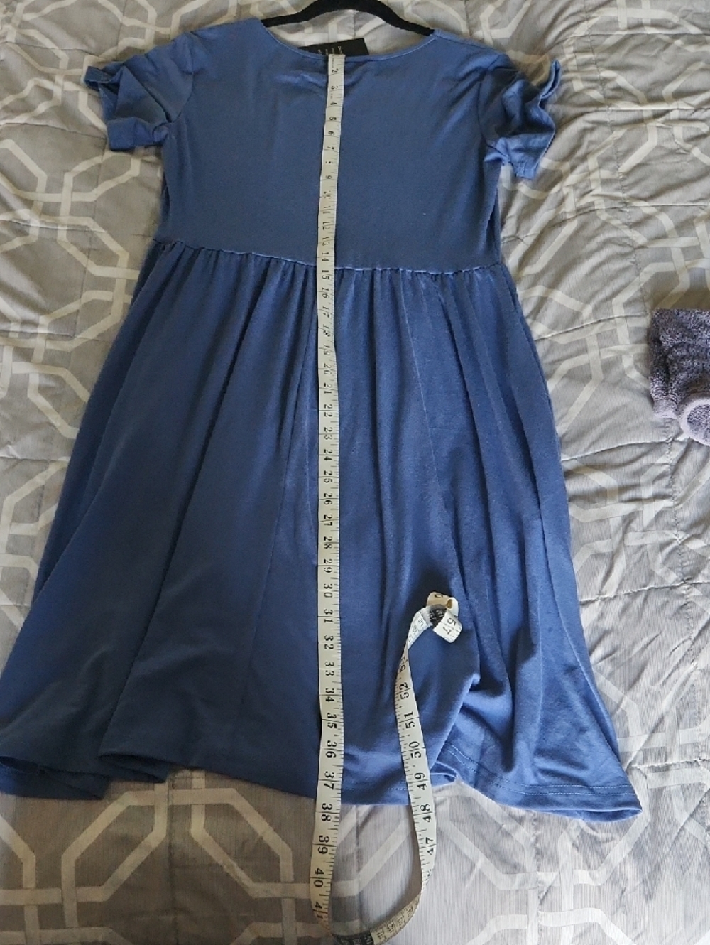 NWT Huukeay Blue V-Neck Short Sleeve Midi Dress Perfect For Travel & Picnics - Picture 6 of 7